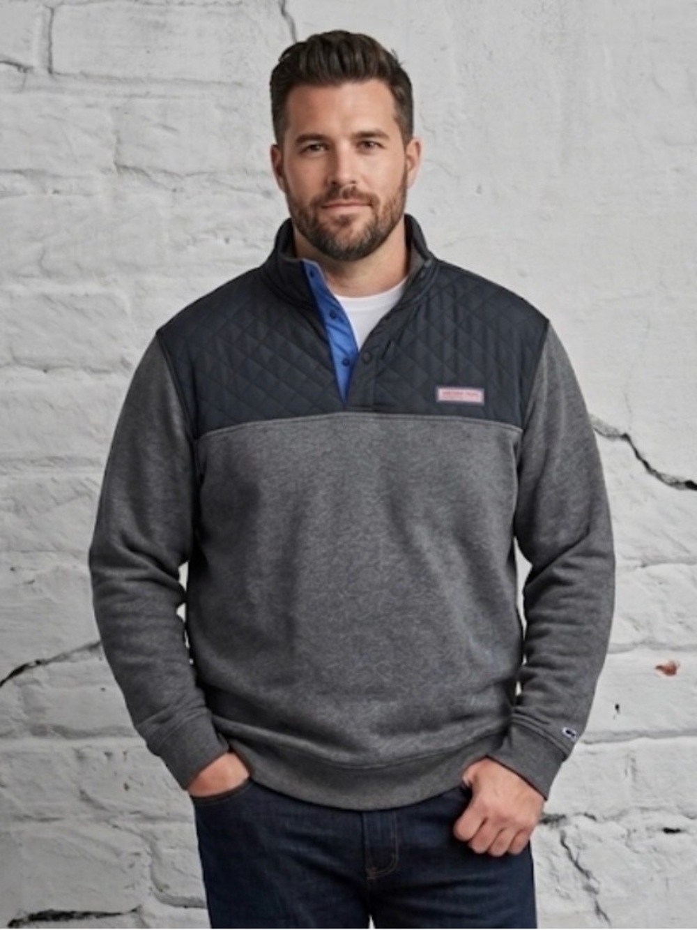 Vineyard Vines Sweatshirt Blue Performance Snap Shep Shirt Quilted Pullover‎
